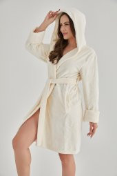 Eteği Jakarlı Triga Bambu Cotton Bayan Bornozu - 6