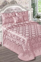 Lily Abiye Dantelli Çift Kişilik Yatak Örtüsü (4 Parça) Pudra thumbnail 1