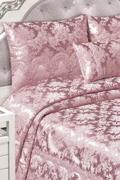 Lily Abiye Dantelli Çift Kişilik Yatak Örtüsü (4 Parça) Pudra thumbnail 2