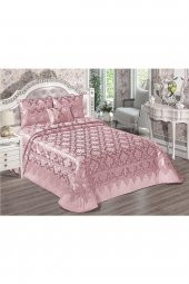 Lily Abiye Dantelli Çift Kişilik Yatak Örtüsü (4 Parça) Pudra thumbnail 5