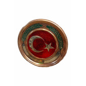 Safir BAKIR TABLO TÜRK BAYRAĞI MODELLİ 25 CM EBATLI ÖZEL EL İŞÇİLİĞİ A++ KALİTE SAFİR ÇAY KAZANLARI - 1