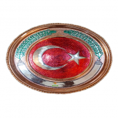 Safir BAKIR TABLO TÜRK BAYRAĞI MODELLİ 25 CM EBATLI ÖZEL EL İŞÇİLİĞİ A++ KALİTE SAFİR ÇAY KAZANLARI - 2