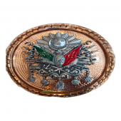 Safir BAKIR TABLO OSMANLI ARMASI ÖZEL EL İŞLEME BAKIR DUVAR TABLOSU 25 CM EBATLI A++ KALİTE - 3