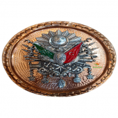 Safir BAKIR TABLO OSMANLI ARMASI ÖZEL EL İŞLEME BAKIR DUVAR TABLOSU 25 CM EBATLI A++ KALİTE - 5