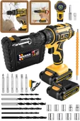 Wacker Pro Germany Dark 45 Kademe Tork W-8827 Bakır Sargı Çelik Şanzuman Akülü Şarjlı Matkap Vidalama Set - 1