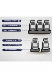 Volkswagen Jetta, Bora, Polo, Golf1-2-3-4-5 Uyumlu Gofrajlı Oto Koltuk Kılıfı Seti - 5