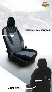 Modern Garaj Peugeot 205, 206, 207, 208 Uyumlu Gofrajlı Oto Koltuk Kılıfı Seti - 3