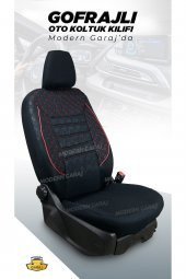 Modern Garaj Mitsubishi Gofrajlı Oto Koltuk Logolu Kılıfı Seti - 2