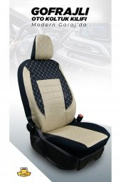 Modern Garaj Mitsubishi Gofrajlı Oto Koltuk Logolu Kılıfı Seti thumbnail 2