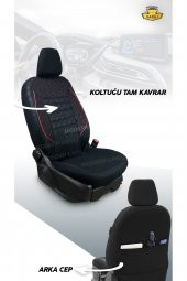 Modern Garaj Mitsubishi Gofrajlı Oto Koltuk Logolu Kılıfı Seti - 3