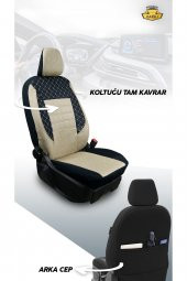 Modern Garaj Mitsubishi Gofrajlı Oto Koltuk Logolu Kılıfı Seti thumbnail 3