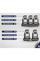 Modern Garaj Mitsubishi Gofrajlı Oto Koltuk Logolu Kılıfı Seti - 5