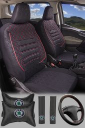 Modern Garaj Skoda Octavia Gofrajlı Oto Koltuk Logolu Kılıfı Seti thumbnail 2