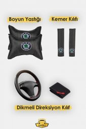 Modern Garaj Skoda Fabia Gofrajlı Oto Koltuk Logolu Kılıfı Seti - 5