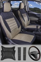 Modern Garaj Yaris, AE101 Corolla, Avensis  Gofrajlı Oto Koltuk Logolu Kılıfı Seti - 1