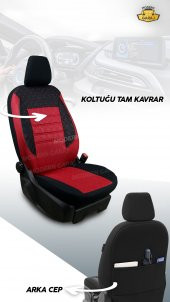 Modern Garaj Yaris, AE101 Corolla, Avensis  Gofrajlı Oto Koltuk Logolu Kılıfı Seti - 3