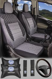 Modern Garaj Volkswagen Golf, Polo, Bora Gofrajlı Oto Koltuk  Kılıfı Seti GofSetgri thumbnail 1