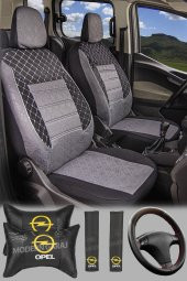 Modern Garaj Opel Astra, Corsa, Vectra Gofrajlı Yastık,Kemer Direksyon Oto Koltuk Logolu Kılıfı Seti thumbnail 1