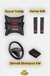 Modern Garaj Yaris, AE101 Corolla, Avensis  Gofrajlı Oto Koltuk Logolu Kılıfı Seti - 5