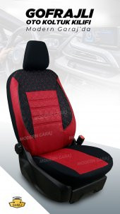 Modern Garaj Fiat Gofrajlı Oto Koltuk Kılıfı Yastık Kemer Direksiyon Kılıfı Seti AvantajlıSet thumbnail 2