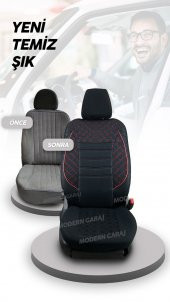 ModernGaraj Tofaş Şahin Doğan Kartal Uyumlu Yastık Kemer Direksyon Kılıfı Gof Oto Koltuk Kılıfı Seti thumbnail 4