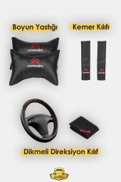 Citroen C3-C4, Berlingo ,Saxo, Xantia Uyumlu Gofrajlı Siyah Oto Koltuk  Kılıfı Seti Yastık-Kemer thumbnail 2