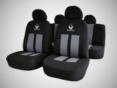 Renault R12 Toros Oto Koltuk Kılıfı R9, R11, R21, Uyumlu Gri-Siyah Logolu Kılıf - 1