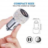 Taşlı Araç Şarj Cihazı Metal Kasa Iphone Şarj Kablosu Hediyeli - 1