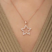 ​Gümüş Rose Baget Taşlı Yıldız Kolye SL3781 thumbnail 2
