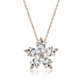 Gümüş Rose Beyaz Kamelya Çiçeği Kolye SL3786 thumbnail 1