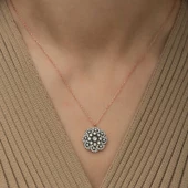 Gümüş Çiçek Desenli Elmas Montür Kolye  SL3765 thumbnail 2