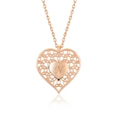 ​Gümüş Rose Kişiye Özel Kalbin İçinde Kalp Bayan Kolye SL3769 thumbnail 1