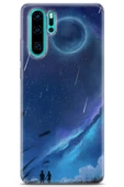 Huawei P30 Pro Kılıf Seri Moon 06 Yıldız Kayması Koruyucu Kapak Turkuaz - 1