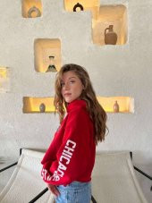 Kapüşonlu Şardonlu Crop Sweatshirt - 4