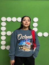 Flamingo Baskılı Şardonlu Sweatshirt - 1