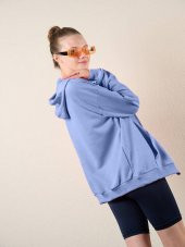 Fermuarlı Kapüşonlu Oversize Sweatshirt - 1