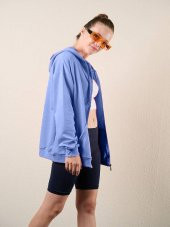 Fermuarlı Kapüşonlu Oversize Sweatshirt - 2