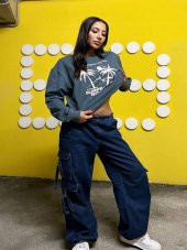 Palmiye Baskılı Şardonlu Sweatshirt - 2
