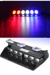 6 Ledli Çakar Lamba Vantuzlu Kırmızı-mavi Ikaz Lambası Çakmaklık Girişli - 1