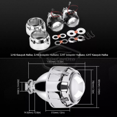 Universal 2.5 Bi-xenon Far Merceği Uzun Kısa Projektör Lens Bixenon Şeffaf Lens Profesyonel Seri 2 Adet Gümüş - 8