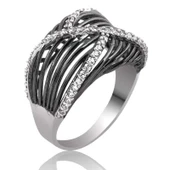 Gümüş Beyaz Taşlı Bayan Yüzük  SL2682 thumbnail 2