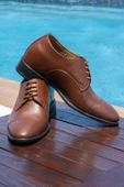 El Yapımı Kahverengi Oxford Model +7 Cm Boy Uzatan Gizli Topuklu Erkek Ayakkabı Damatlık Kundura - 1