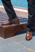 El Yapımı Kahverengi Oxford Model 7 Cm Boy Uzatan Gizli Topuklu Erkek Ayakkabı Damatlık Kundura - 3