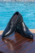 El Yapımı Loafer Model Siyah 7 Cm Boy Uzatan Erkek Ayakkabı Gizli Topuklu Kundura - 4