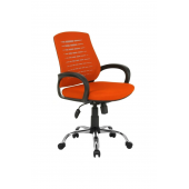 CLK Fileli Petek Ofis Büro Bilgisayar Koltuğu Sandalyesi TURUNCU Krom Ayak - 1