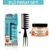 Fontenay Pudra Toz Wax Mavi 20gr + Şekil Tarağı 034 + Face And Body Scrub Şeftali 350ml 3Lü Set - 1