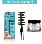 Fontenay Pudra Toz Wax Mavi 20gr + Şekil Tarağı 034 + Face And Body Scrub Böğürtlen 350ml 3Lü Set - 1