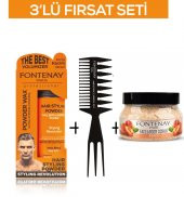 Fontenay Pudra Toz Wax Turuncu 20gr +Şekil Tarağı 034+ Face And Body Scrub Şeftali 350ml 3Lü Set - 1