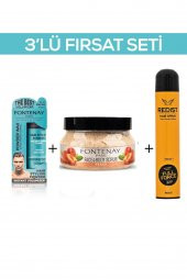 Fontenay Pudra Toz Wax Mavi 20gr + Face And Body Scrub Şeftali 350ml +Saç Spreyi 400ml 2 3Lü Set - 1