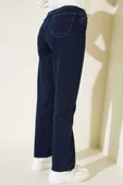 Boru Paça Sökük Jean Pantolon Lacivert - 3
